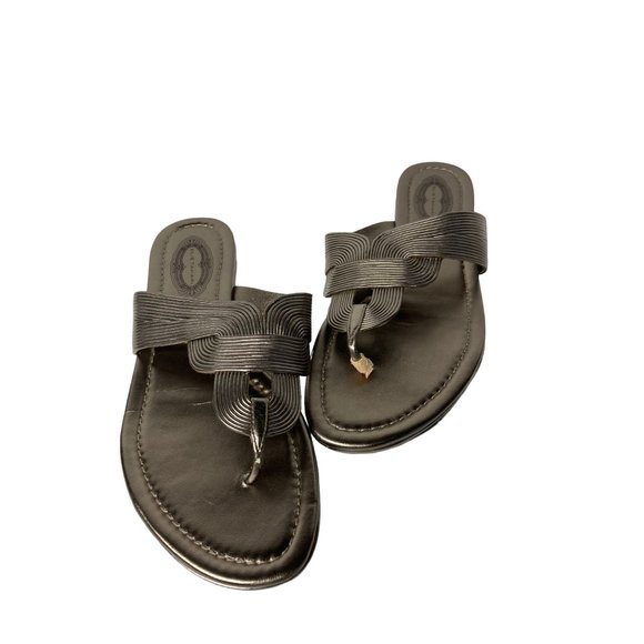 Like New Elie Tahari Womens Sandals Size 8 Clea Thong Metallic Gold - Picture 2 of 8